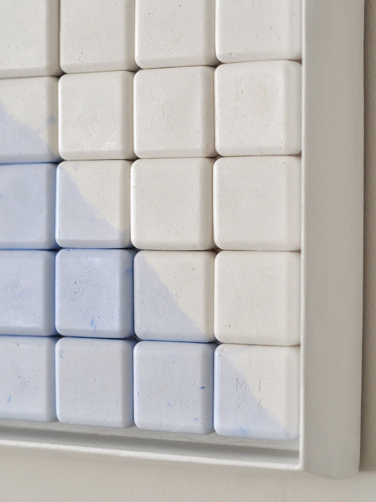 Gesso Painting No.9 - Minimalist Relief — side angle showing textured white surface