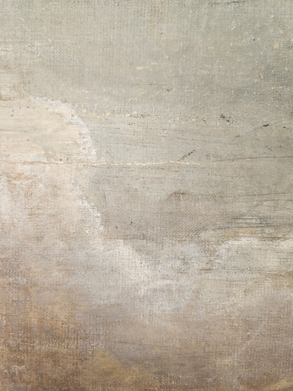 Painting on Canvas, Lime Paint and Oil "above" (40x50cm) — close-up of textured surface in neutral tones