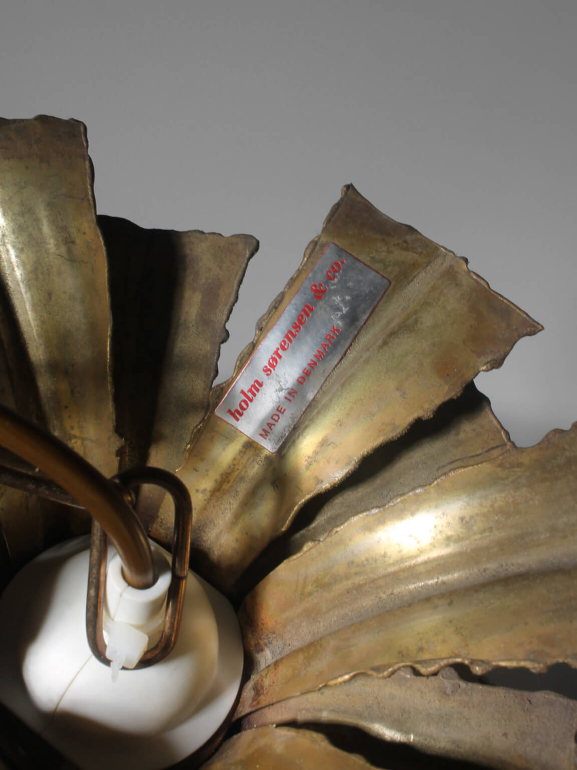 Svend Aage Holm Sørensen "Onion" Brass Ceiling Lamp, 1960s, Denmark — side angle