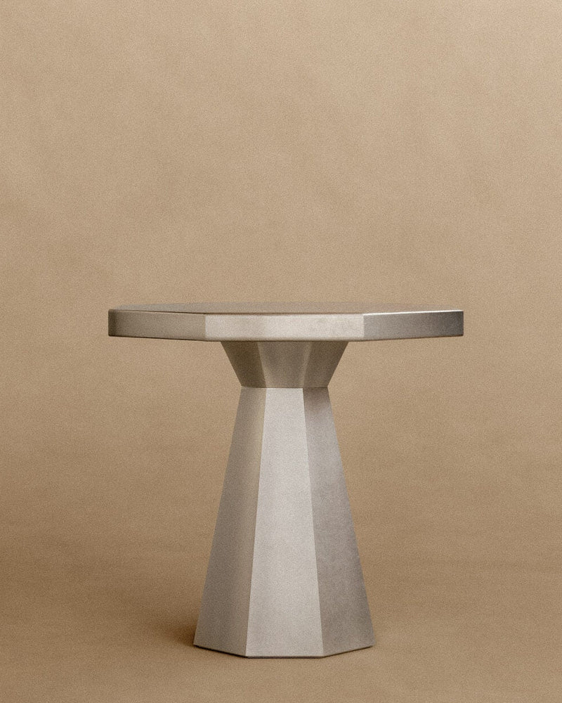 Hexagonal stainless steel side table by KASANAI