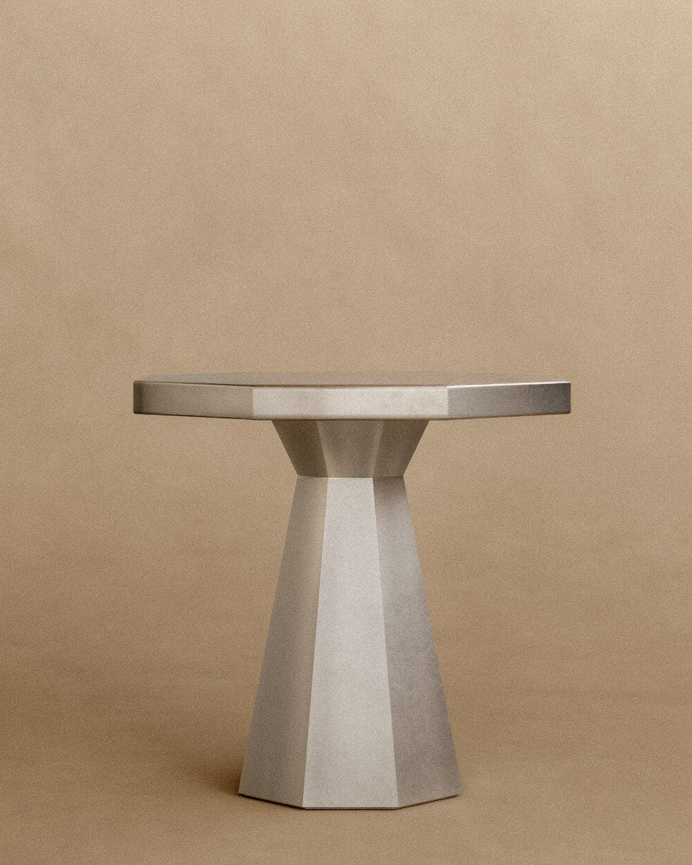 Hexagonal stainless steel side table by KASANAI