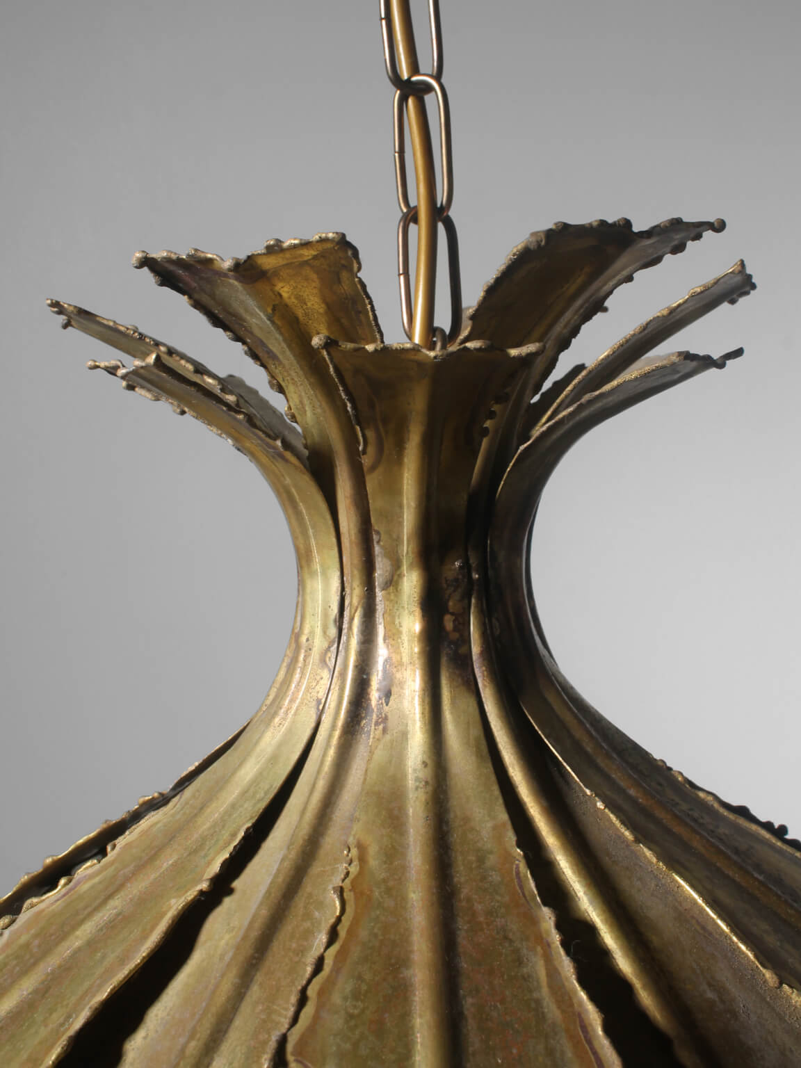 Svend Aage Holm Sørensen "Onion" Brass Ceiling Lamp, 1960s, Denmark — lifestyle setting