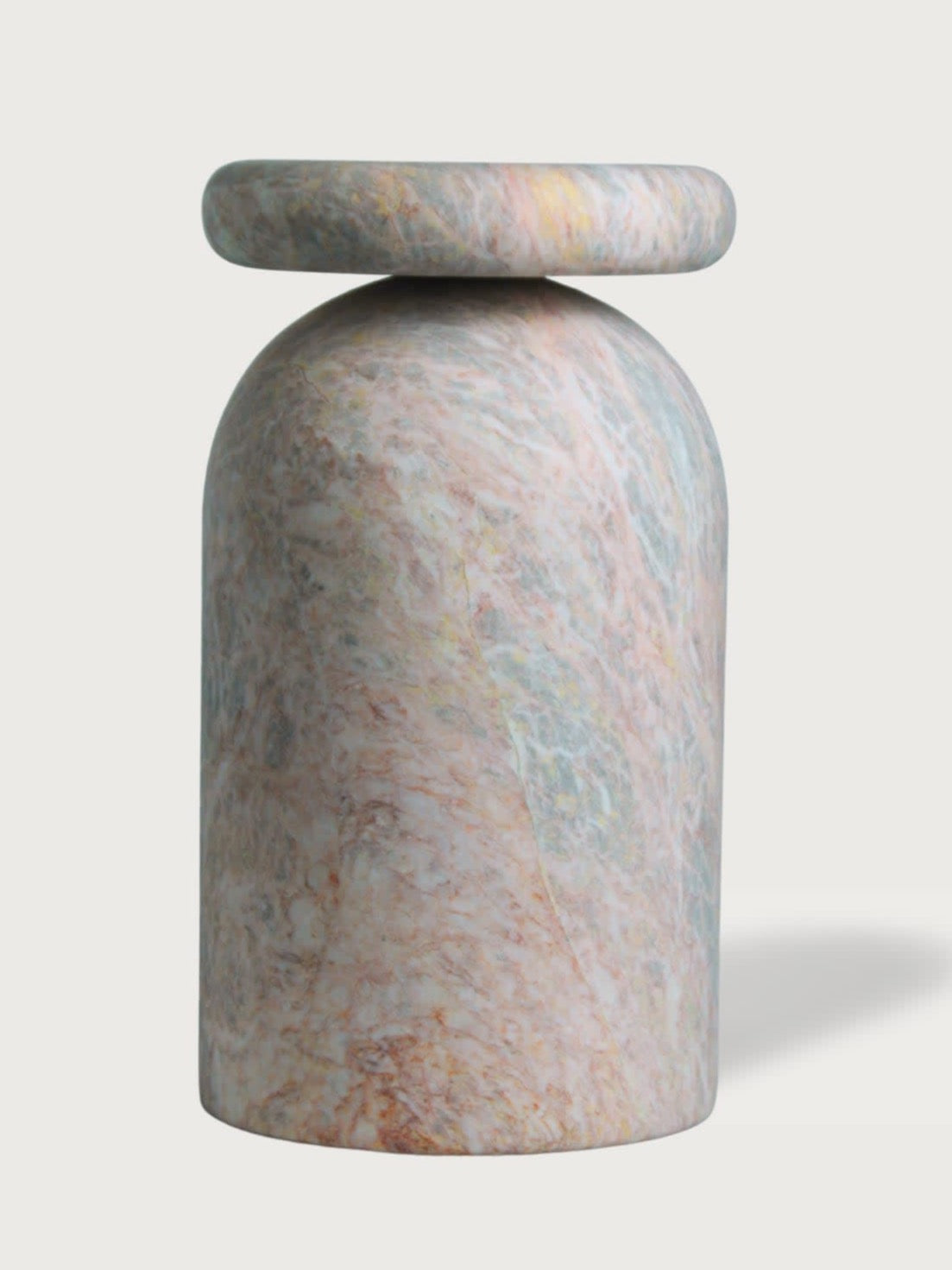 Cult Stool/ Side Table, Marble or Onyx — close-up