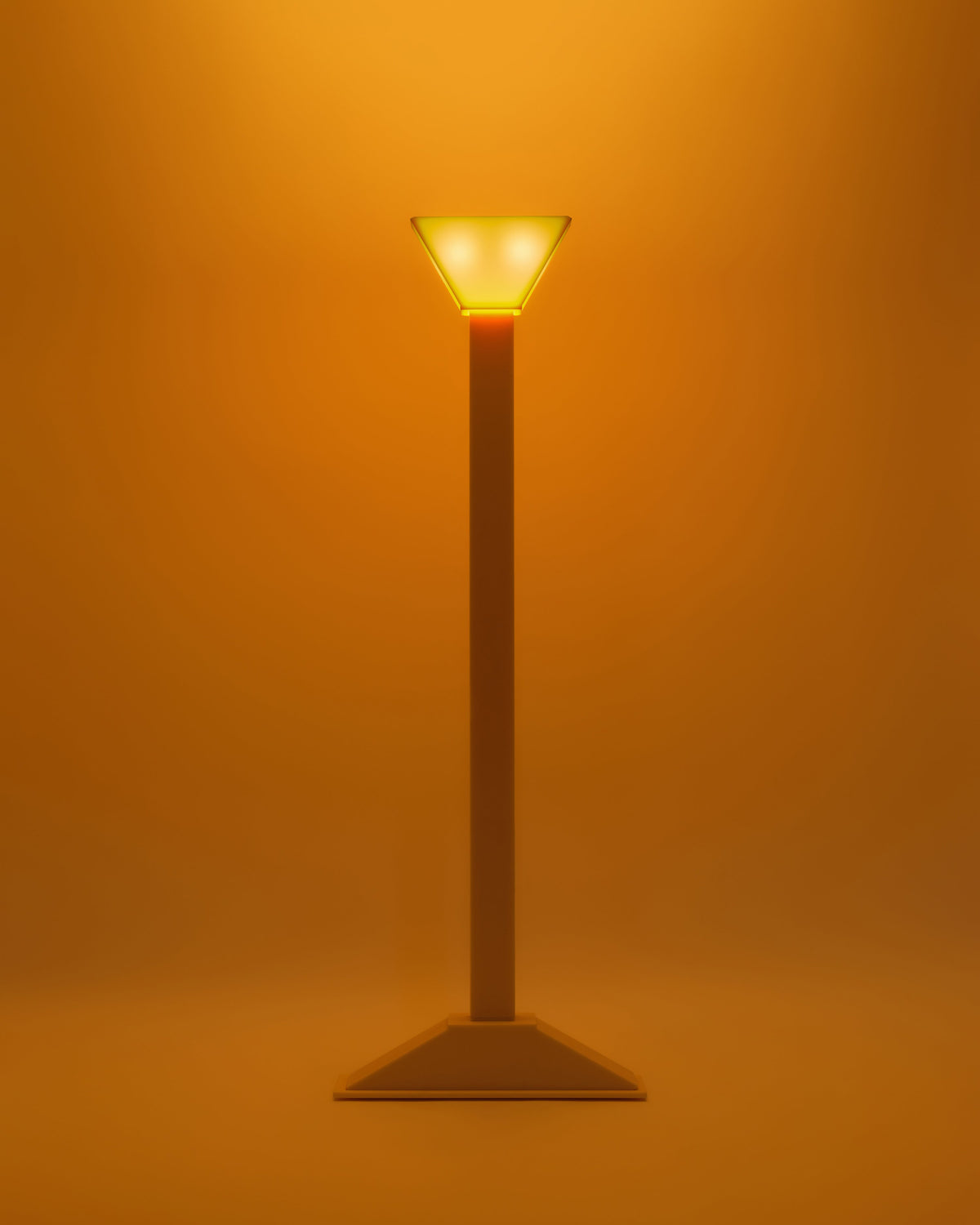 Radiant Abs floor lamp with amber glass shade and bronze base