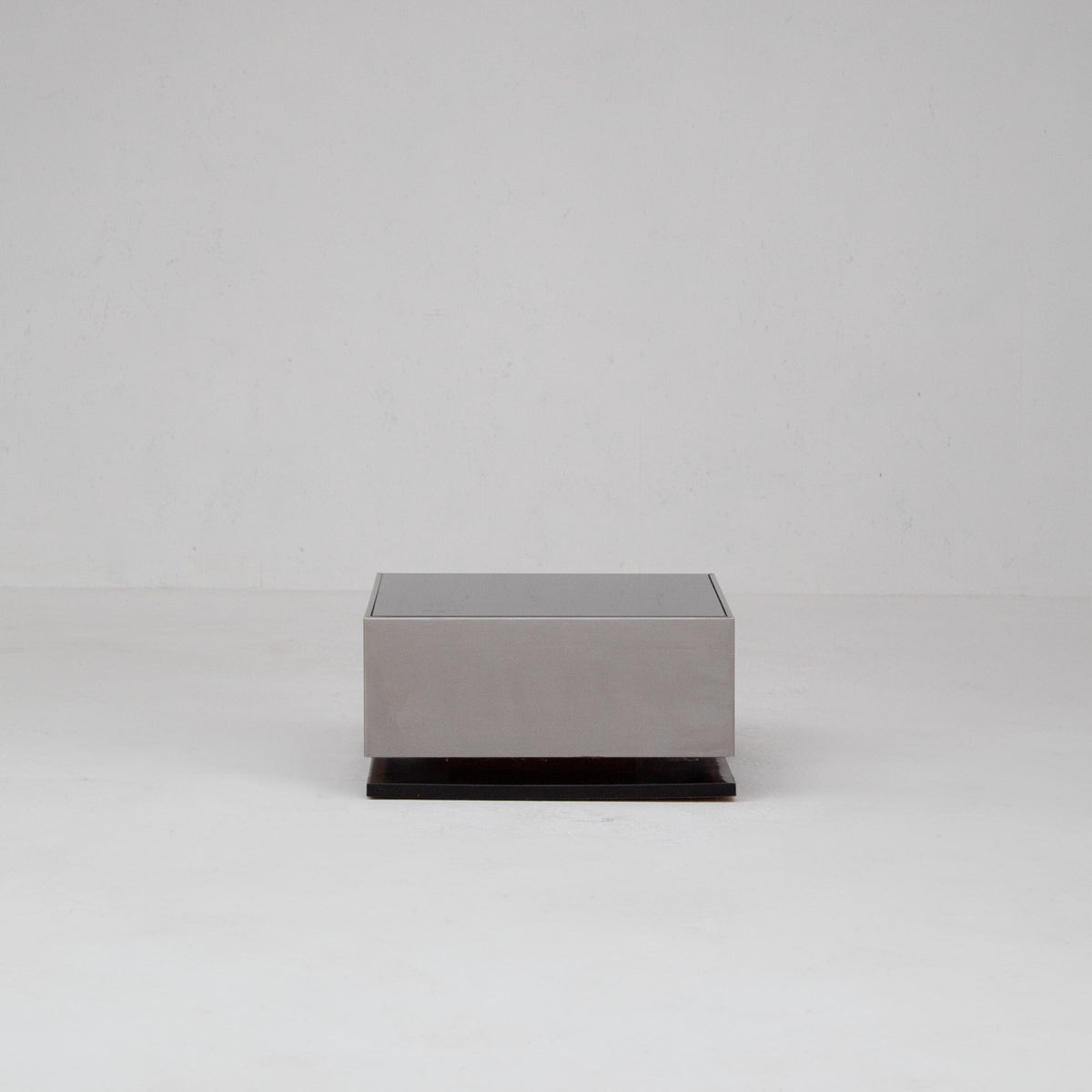 Pair of Italian Smoked Glass and Brushed Metal Coffee Tables — additional view