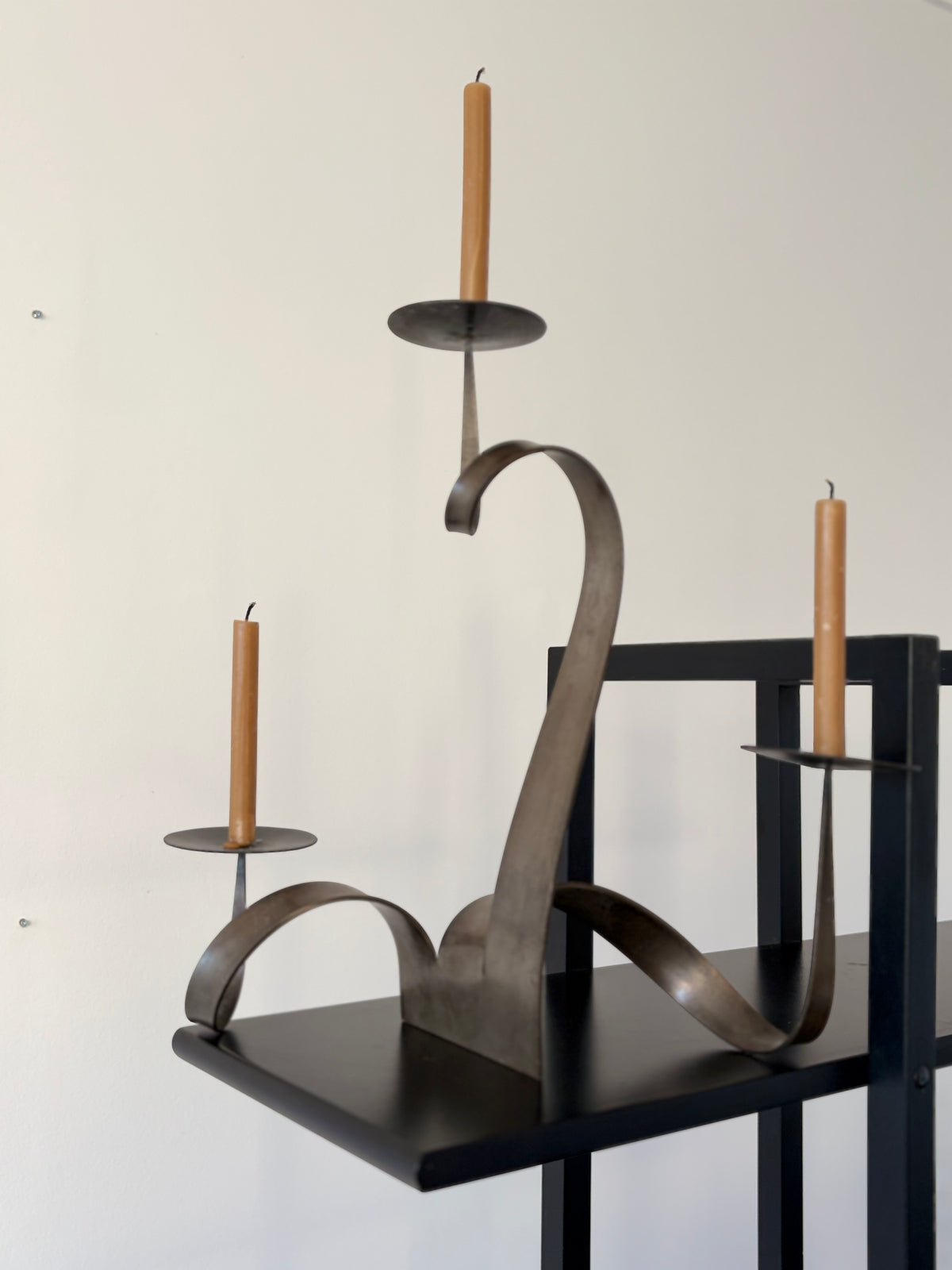 Modernist Steel Atelier candelabra, 1970s — lifestyle setting