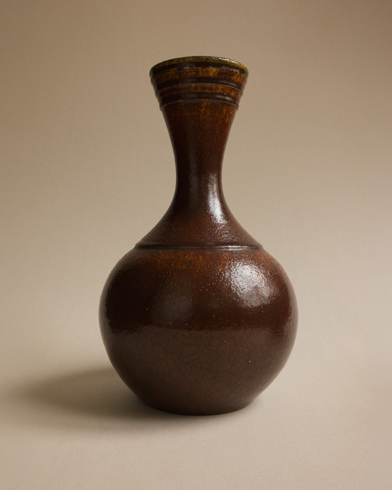 Large Accolay Potters Brown Glazed Ceramic Vase | Burgundy, France - c. 1960s by Trove Paris | The Oblist