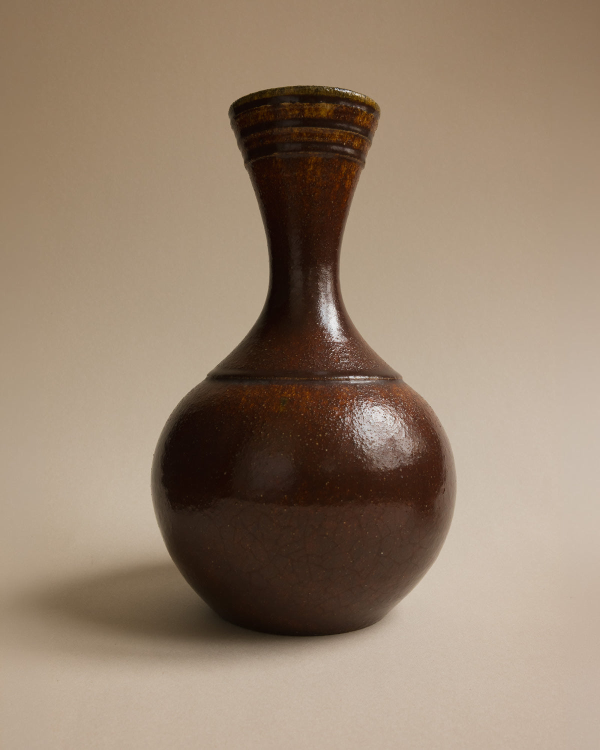 Large Accolay Potters Brown Glazed Ceramic Vase | Burgundy, France - c. 1960s by Trove Paris | The Oblist
