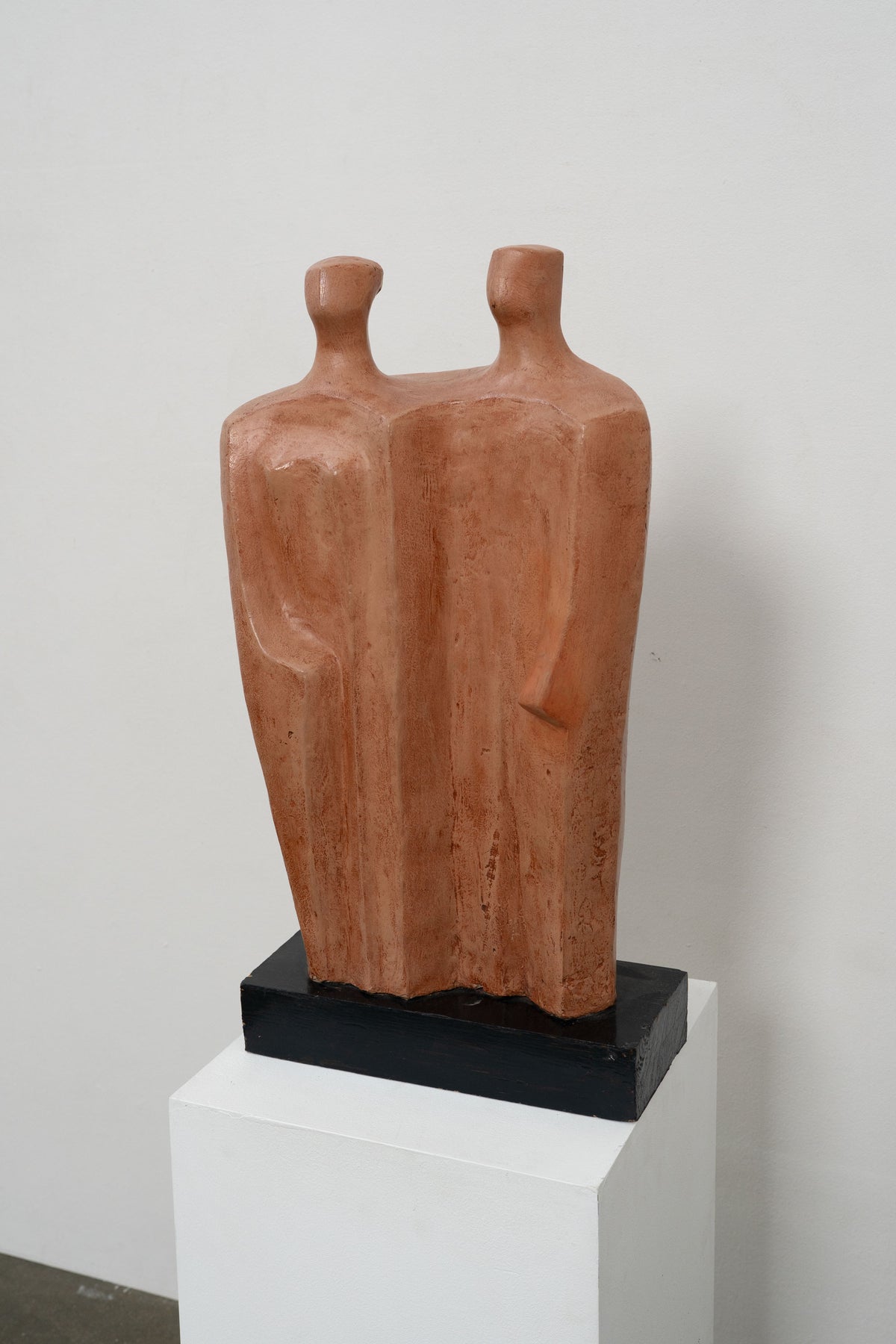 Terracotta figurative sculpture by Eugen Clermont on black base