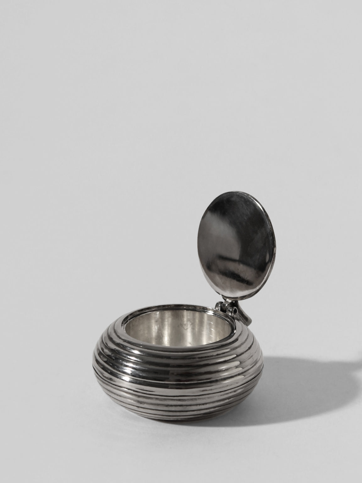 Silver Plated Box, 1950s — close-up of ribbed silver surface