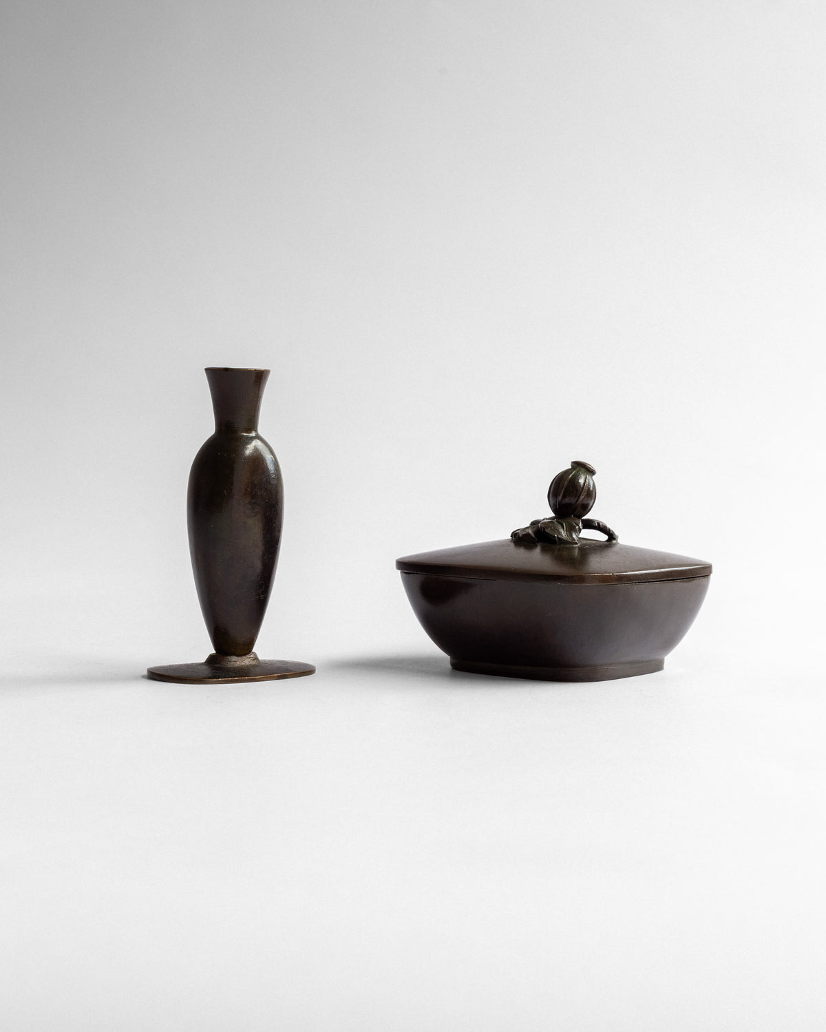 Miniature Art Deco Bronze Bud Vase, 1930s, Sweden — detail view