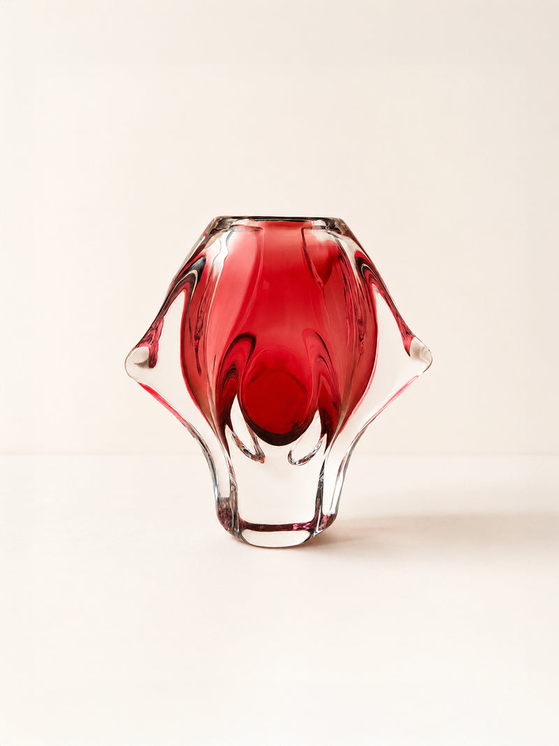 Josef Hospodka Sommerso Glass Vase for Chribska  - 1960s by Dodo Vintage | The Oblist
