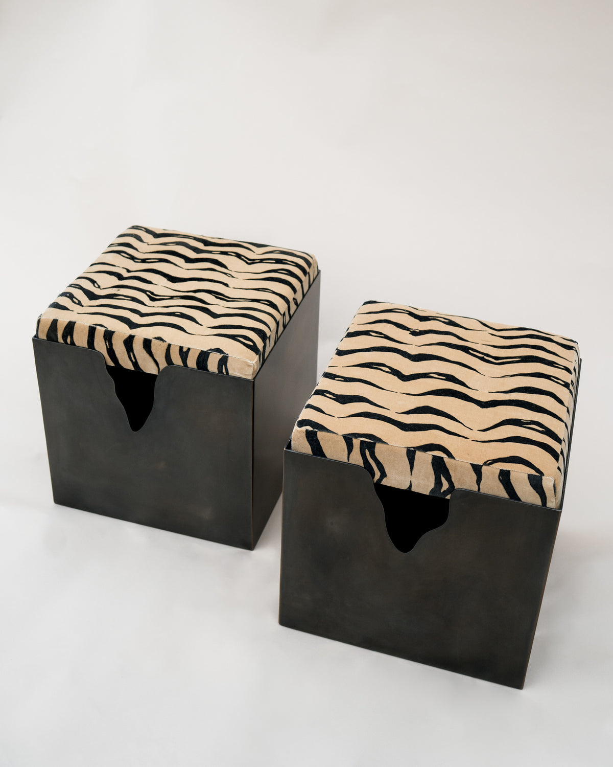 Fragment Steel and Hand-Painted Velvet Stool by Copeland Studio | The Oblist
