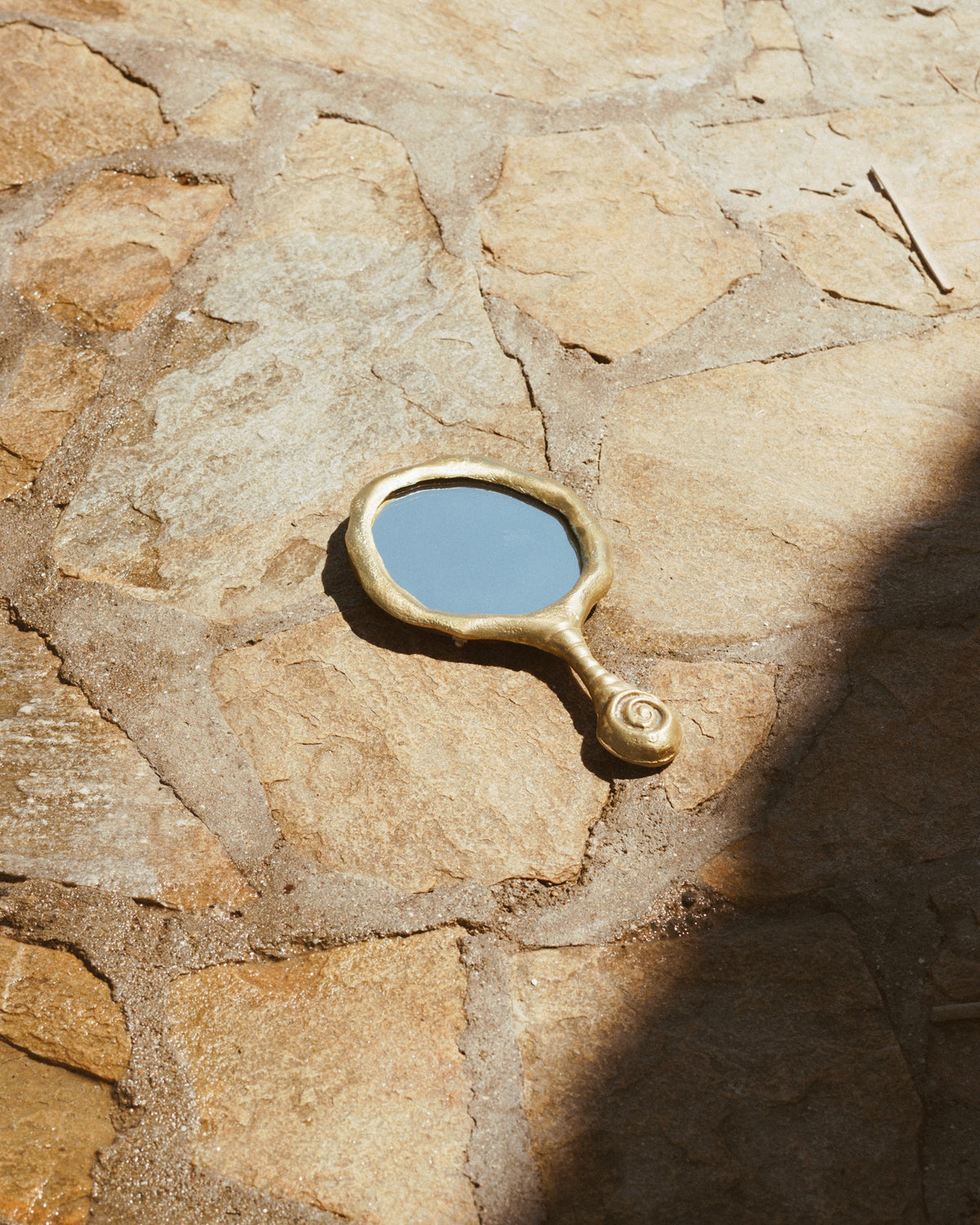 Solid Brass Hand Mirror — side angle