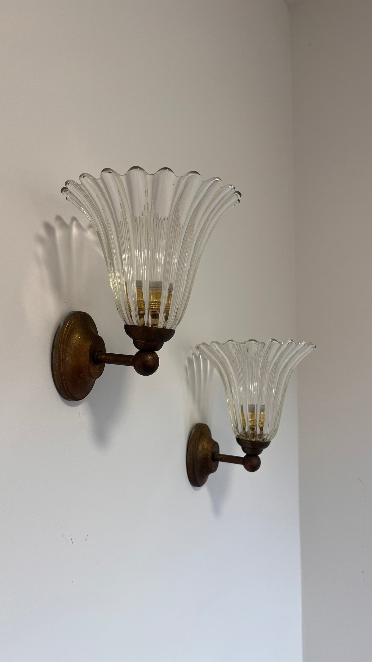 Pair of Mid-Century Italian Murano Wall Lights — lifestyle setting