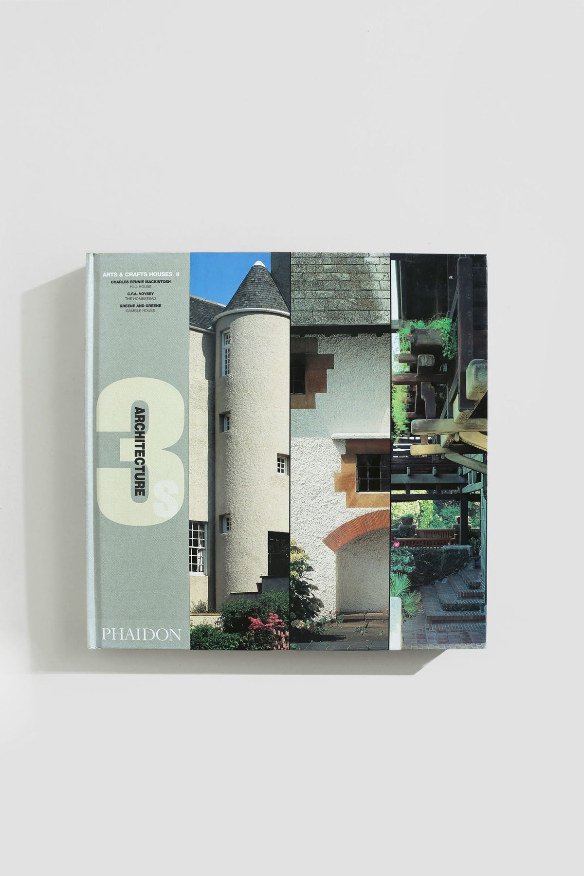 The Villa Architecture Book Series - Set of 5 features grey-covered coffee table books with vertical photo strips of buildings and architectural details; the brand name, Villa, is displayed at the bottom left corner.