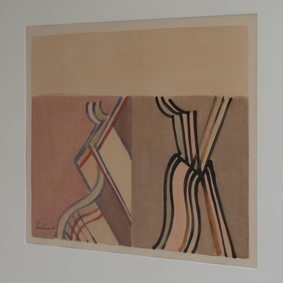 Mid Century Italian Work on Paper — close-up of textured drawing detail