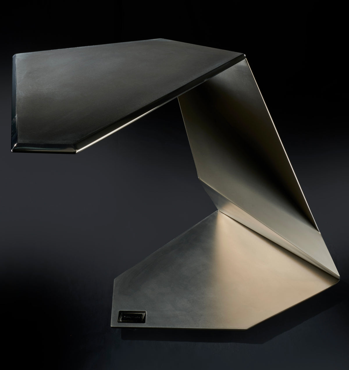 Minimalism titanium low table angular profile, Orfeo Studio