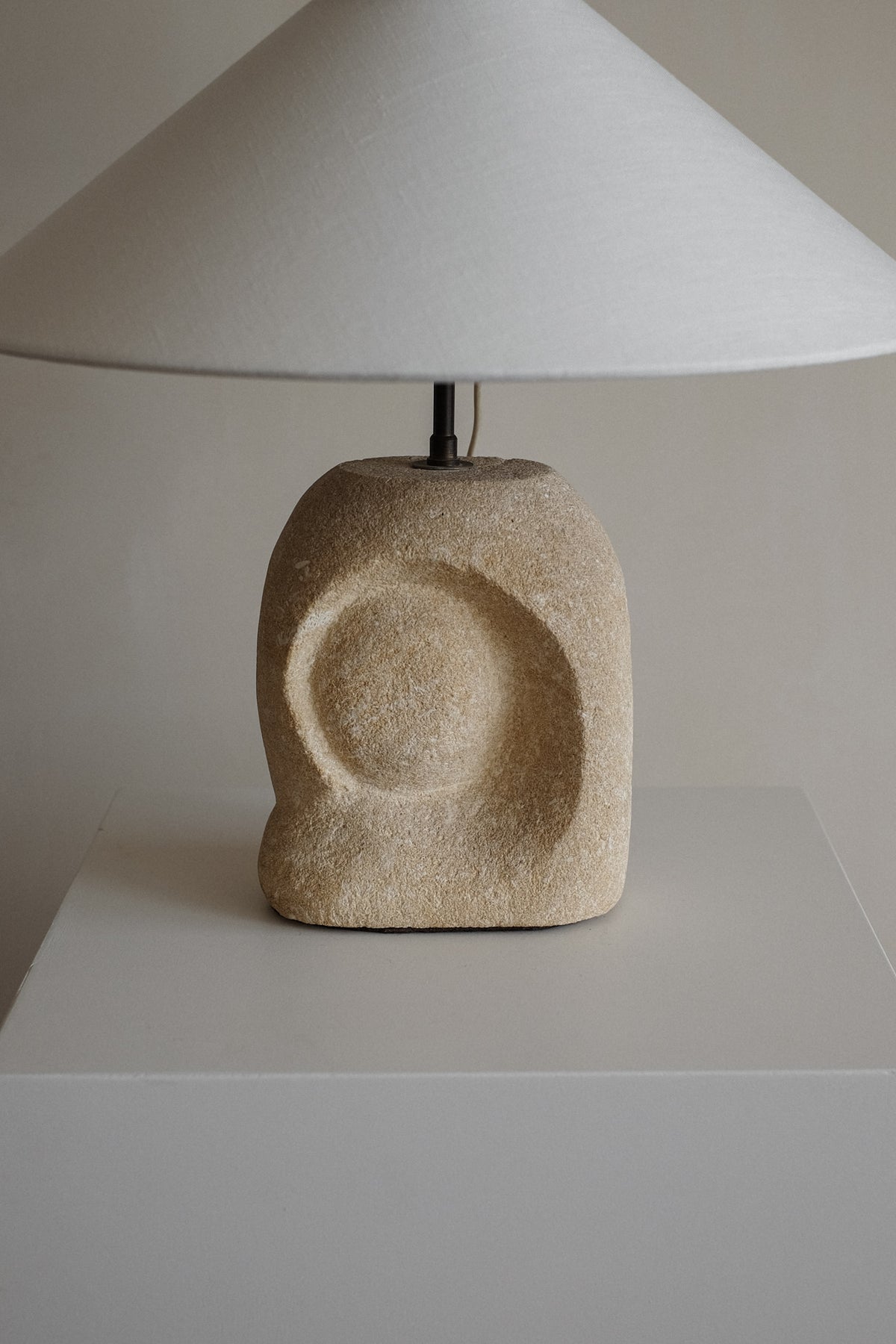 Table Lamp in Hand-Carved Stone by Pierre-Albert Tormos, 1970s — in context