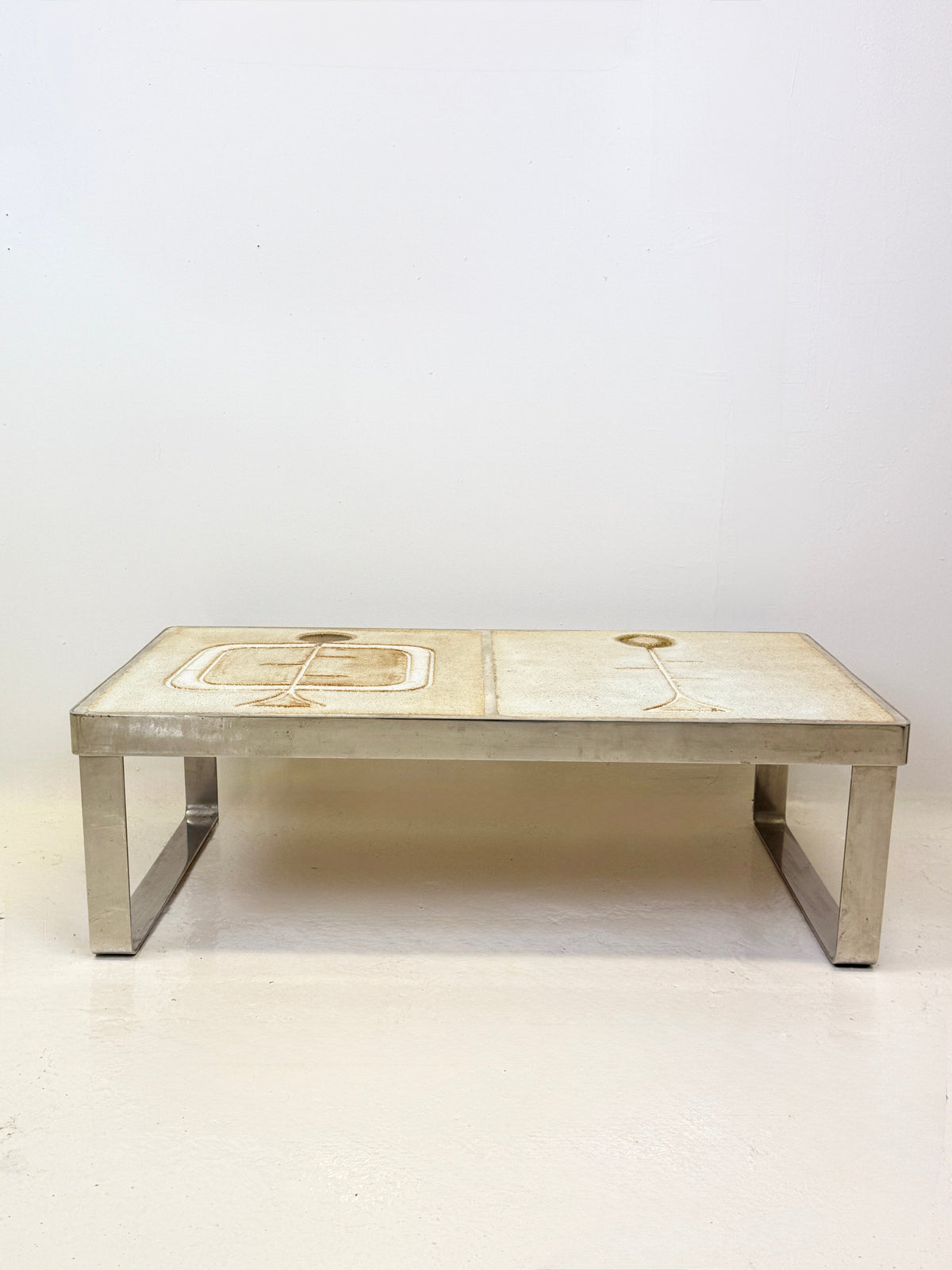 Ceramic and Chrome Coffee Table — Jean Gregorieff — side angle