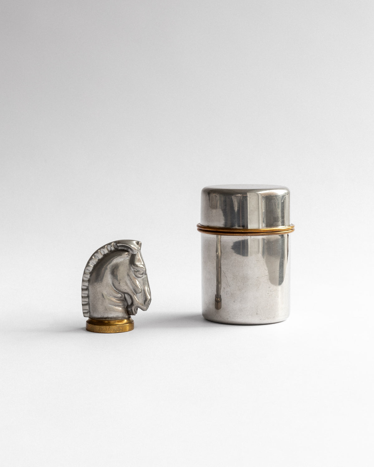 Pewter and Brass Lidded Vessel by Estrid Ericson for Svenskt Tenn, 1955 — detail view