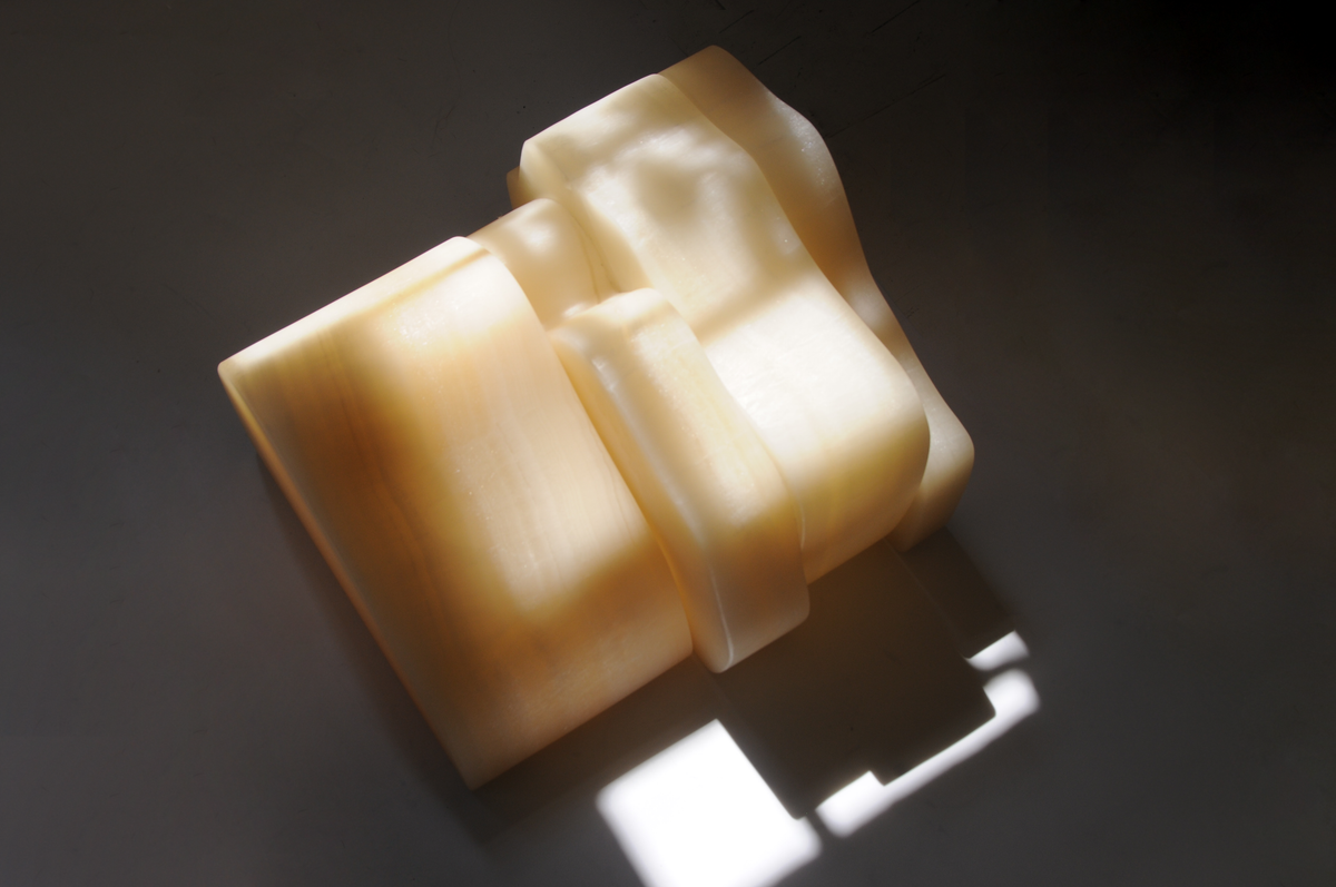 White Moth Nightstand / Side Table in White Onyx Marble — additional view