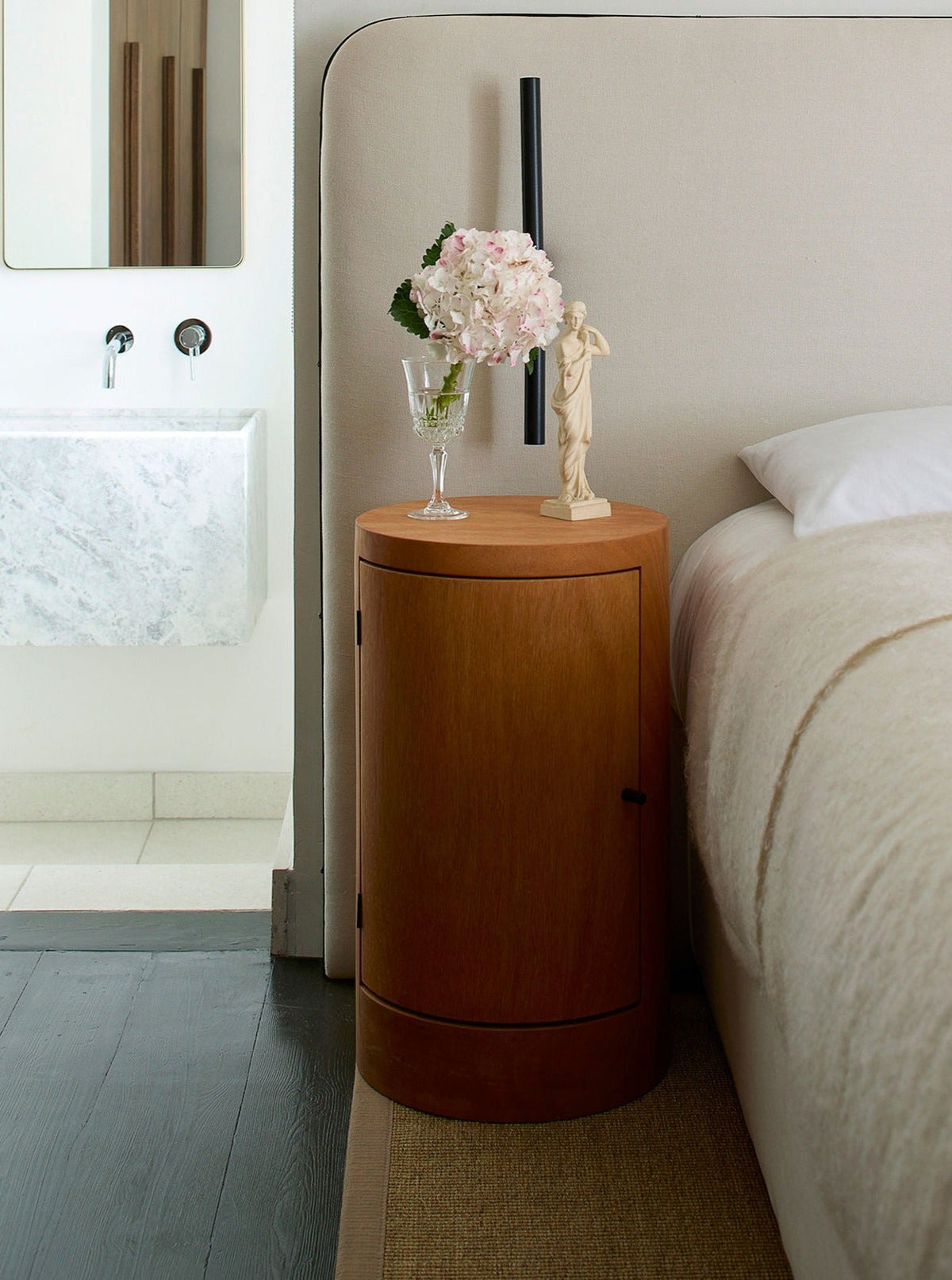 Pair of Constant Nightstand in Oiled Iroko — lifestyle setting