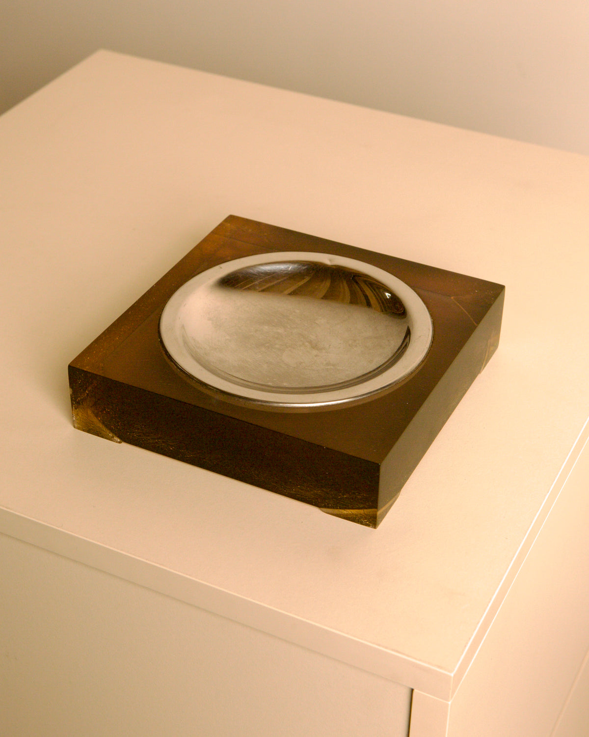 talian Square Metal and Resin Catchall Dish, 1960s — side angle