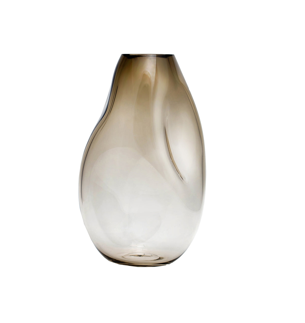 SUPERNOVA IV vase - size M (H: 36cm) — top view of smoky glass finish