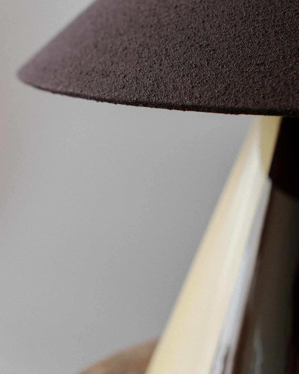 Caterina table lamp - Butter Ristretto side angle showing brown shade