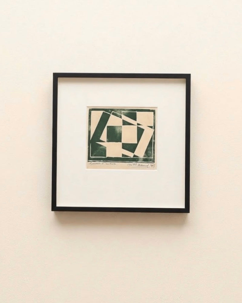 Midcentury Silkscreen Print in Dark Green by B. Ohlund by Médecine | The Oblist