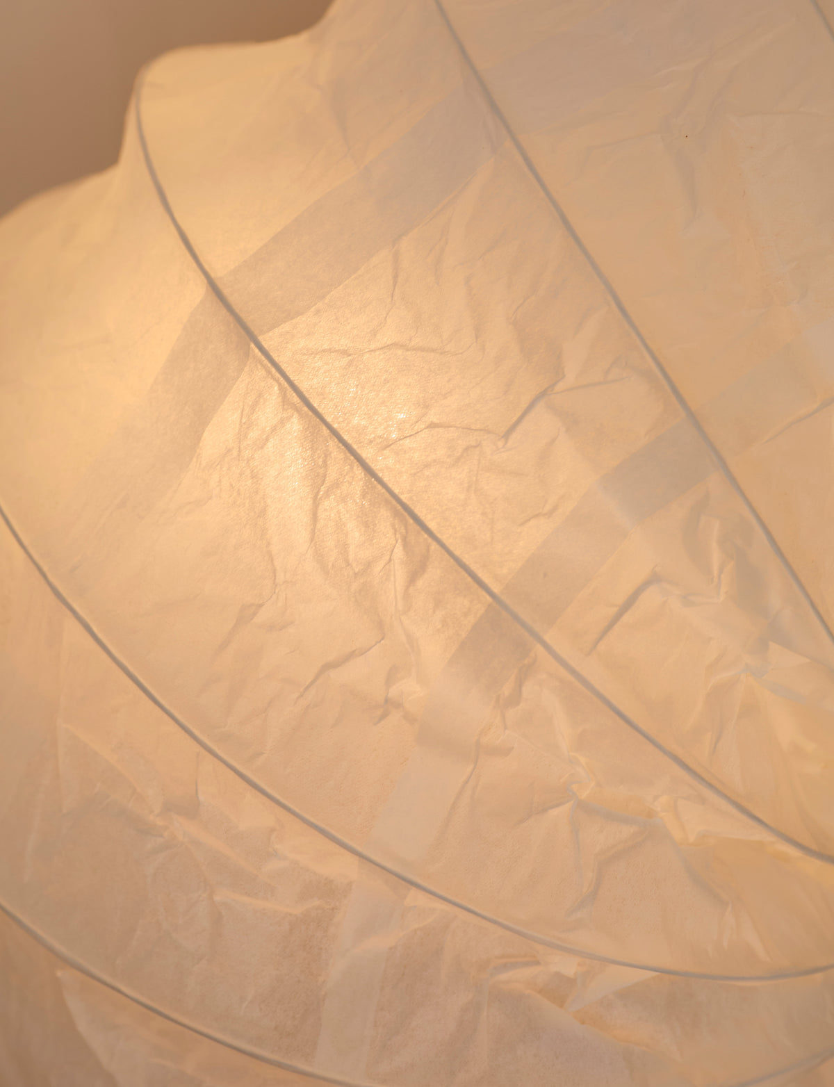 vintage Ikea paper table lamp in the shape of a shell C. 2000 — lifestyle setting
