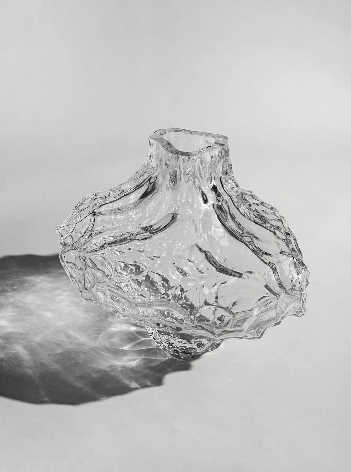 Canyon Vase - Large - Clear — close-up of textured clear glass surface
