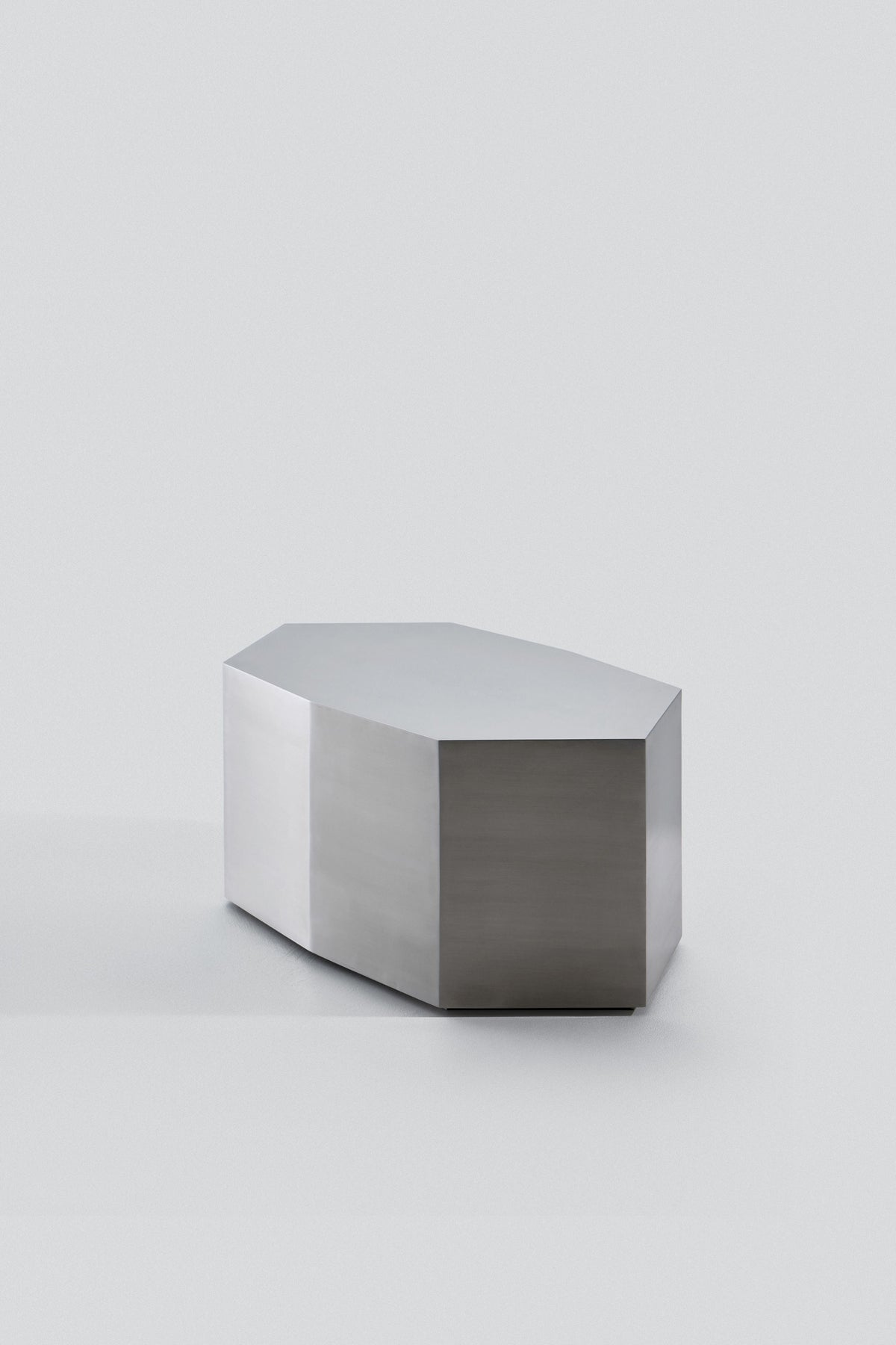 Ame III' Steel Coffee Table — angled view highlighting polished steel finish