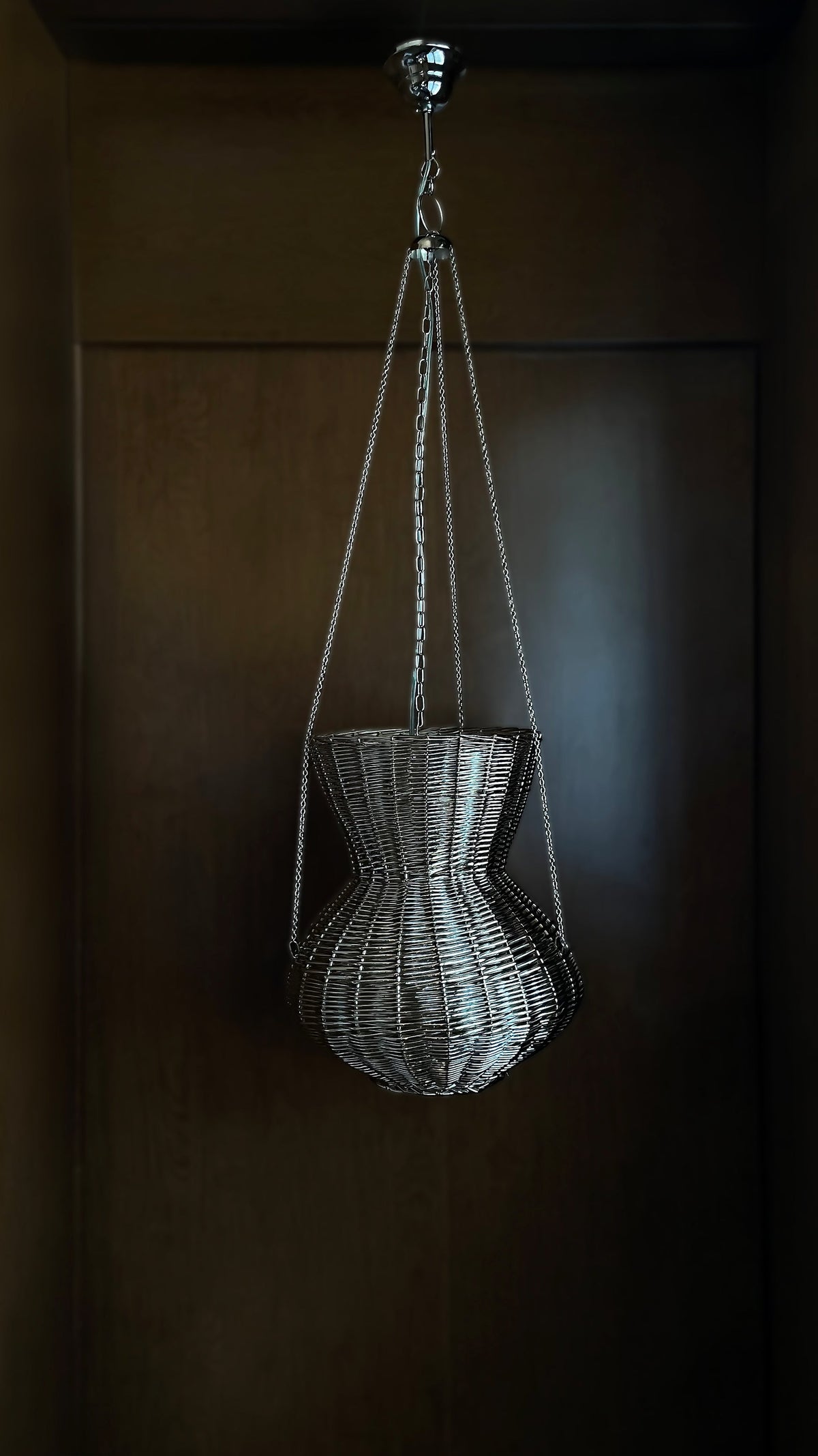OMAN Contemporary Pendant Light in Metal and Woven Wicker design by Léa Zeroil — detail view