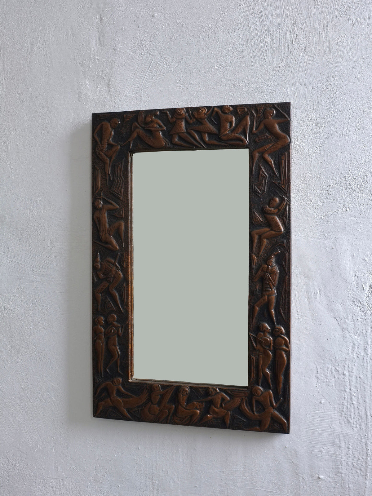 Copper Relief Wall Mirror, Bragalini Angelo Style, Italy, 1970s by Veter Vintage | The Oblist