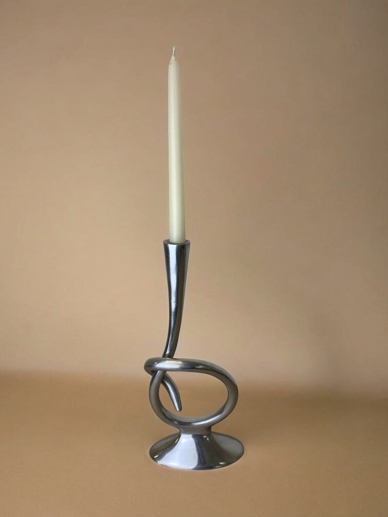 Biomorphic Candleholder, Solid Aluminum, Spain, 1970s by Malamar Studio | The Oblist