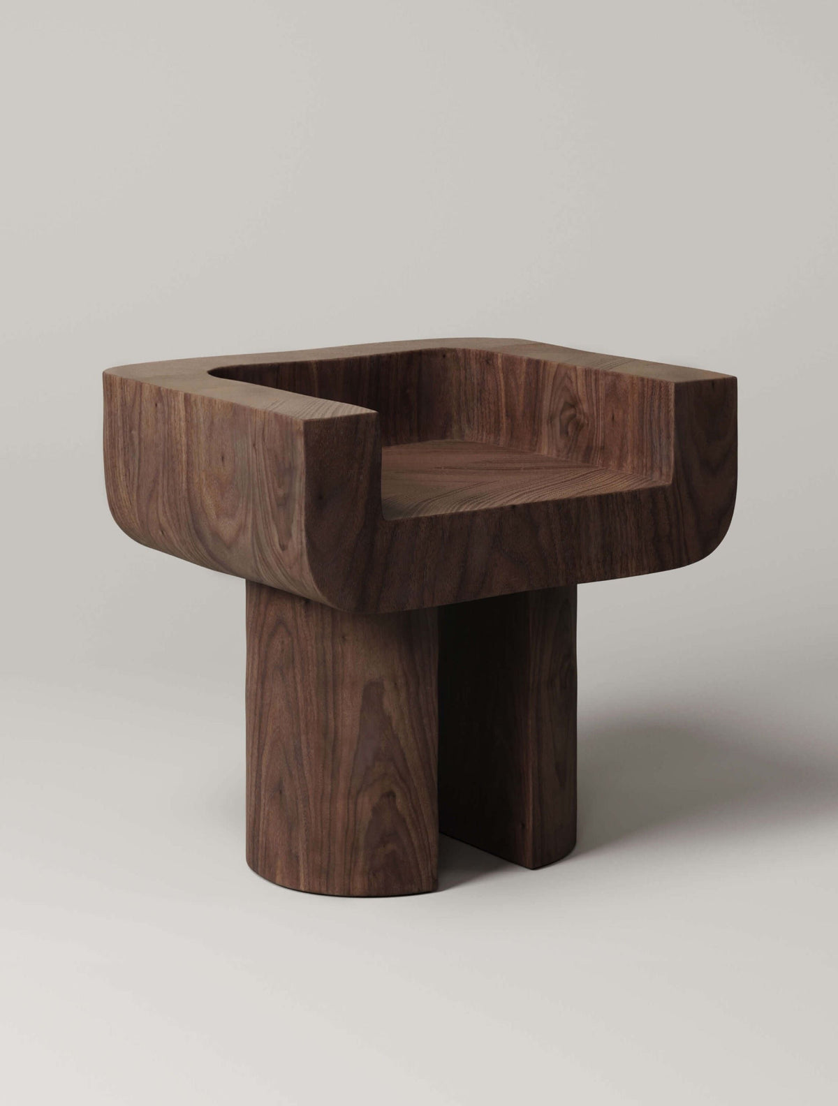 M_001 Chair — angled view of handcrafted walnut design