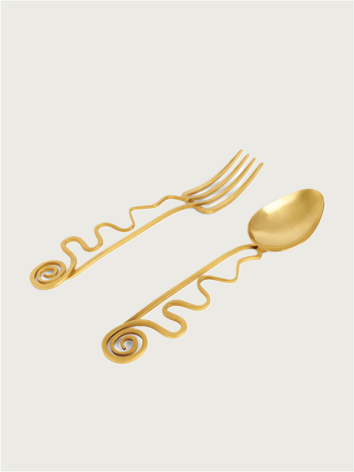 Spirale Serving Set of 2 — side angle showing gold metal design