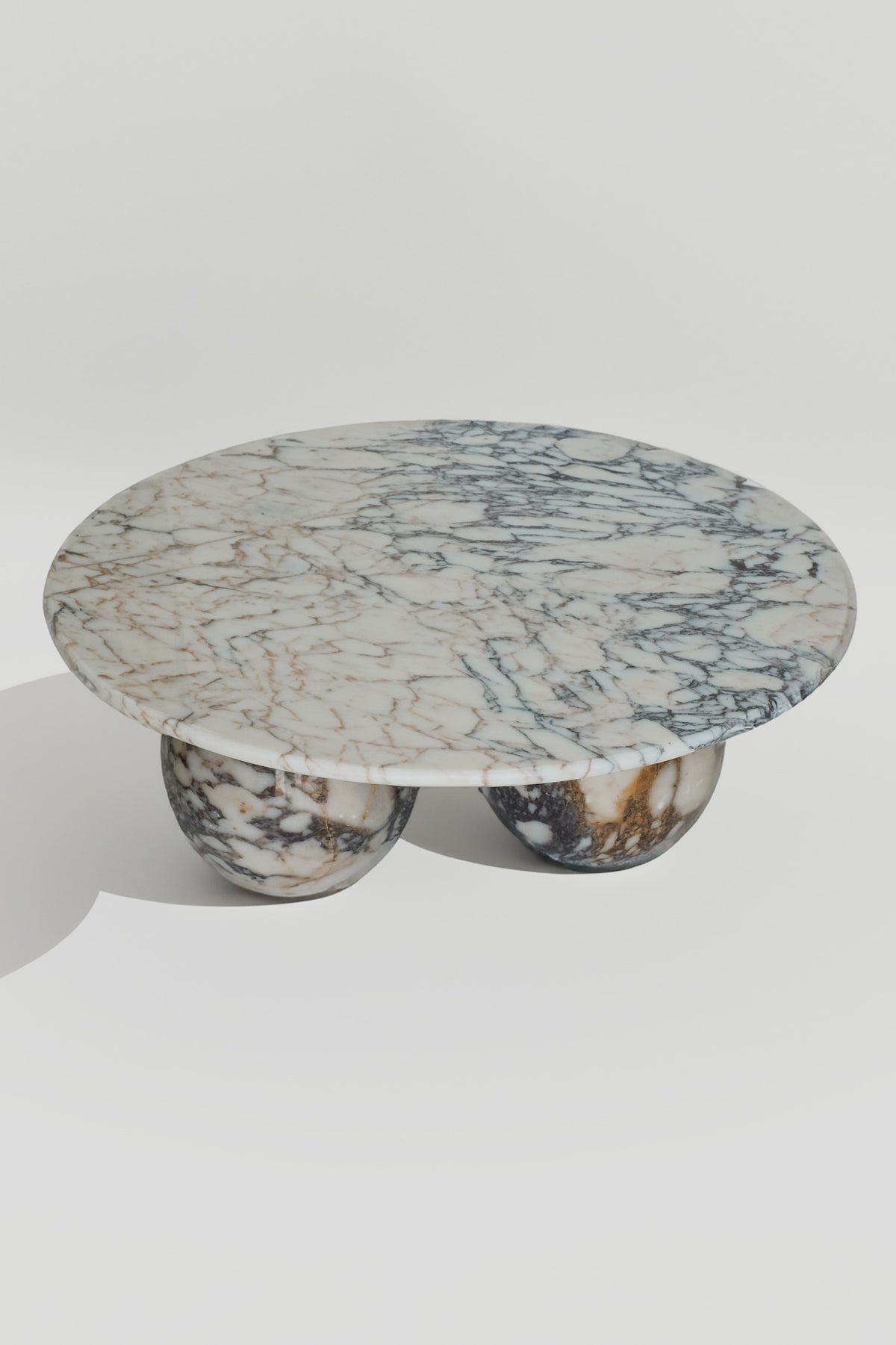 Sculptural Calacatta Viola Coffee Table — side angle