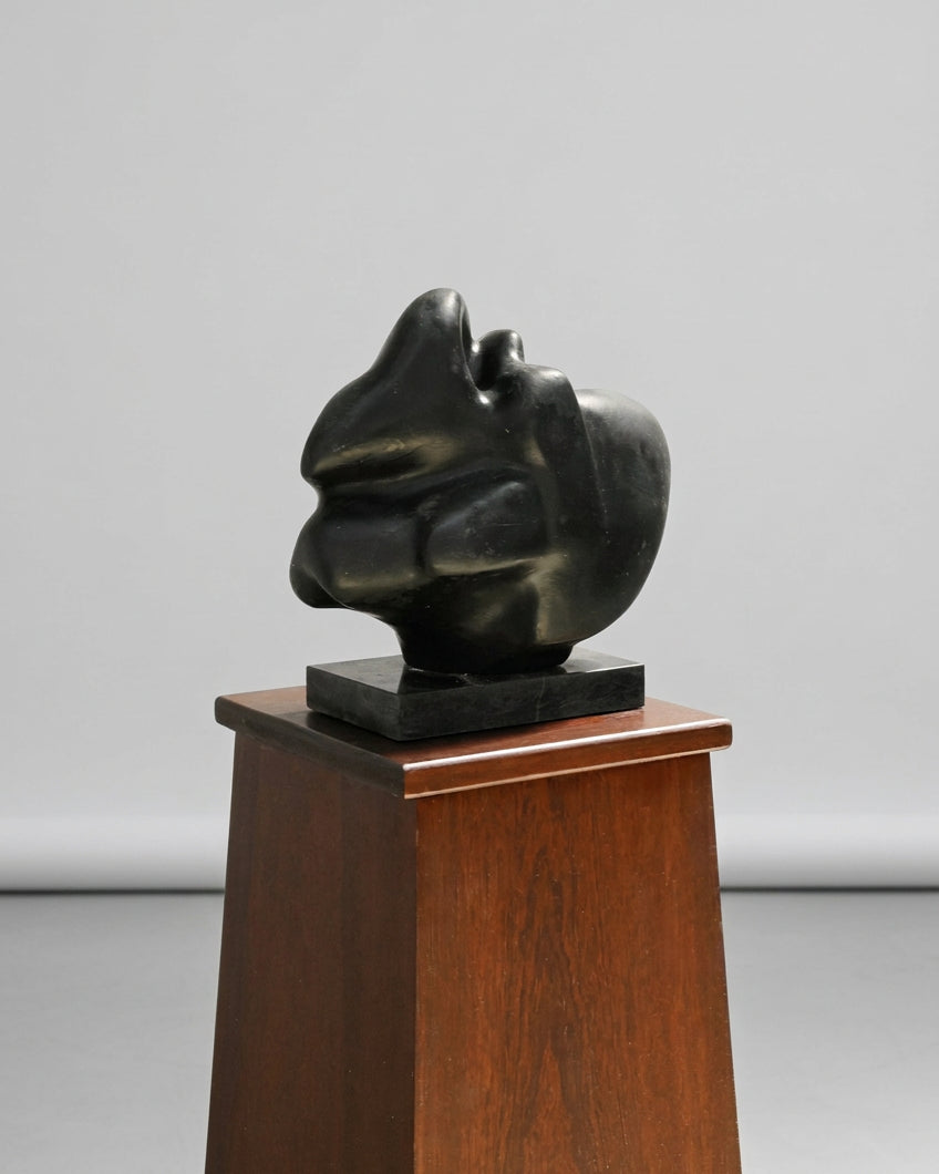 Abstract Black Terracotta Sculpture, 1960's — side angle