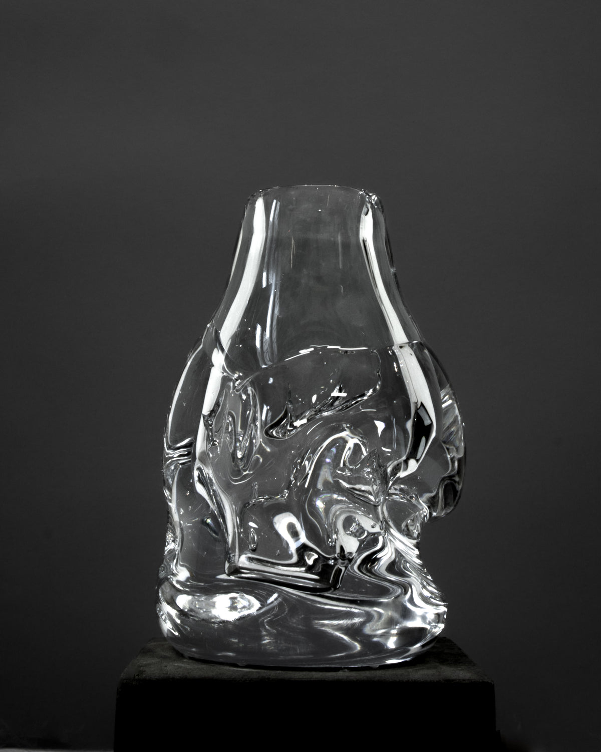 Hand-blown Glass Vase — front view against dark background