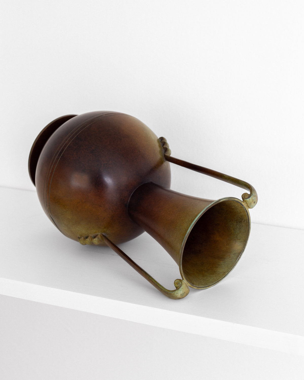 Graceful Art Deco Vase by Ystad-Metall, Sweden, 1930s — angled view highlighting brass finish
