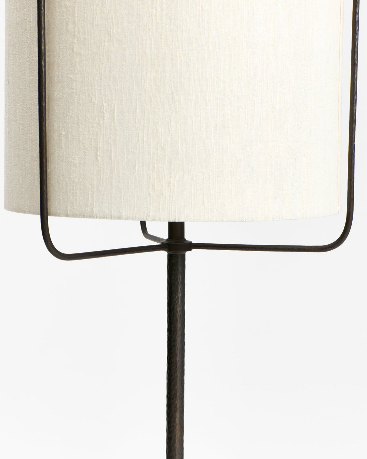 Amiga Floor Light — close-up of cream fabric shade and metal frame