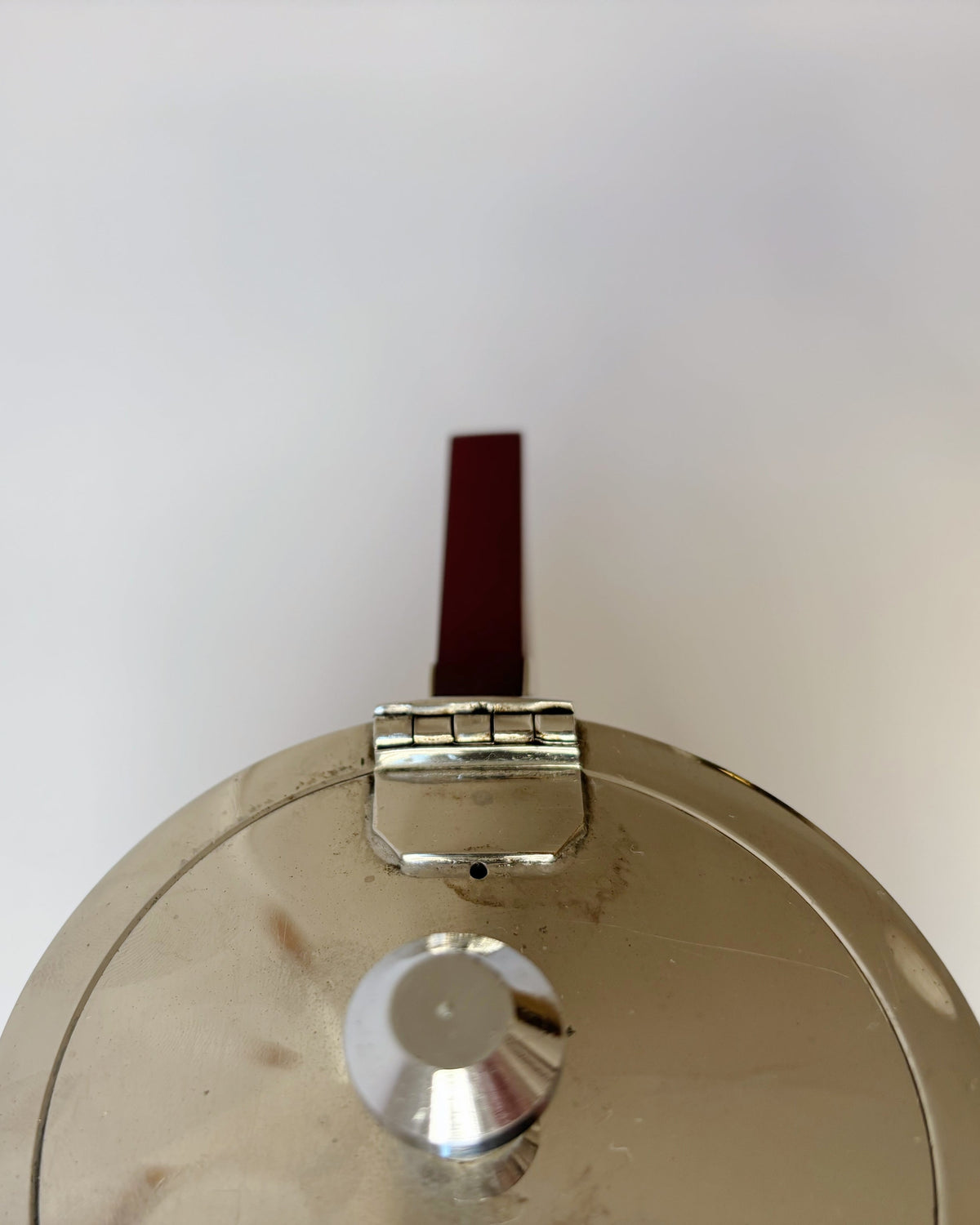 Art Deco Teapot, France — top view of polished metal lid