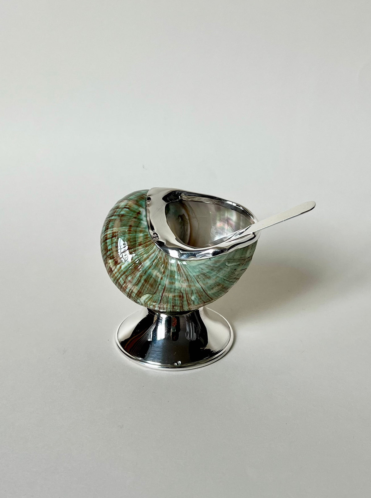 Jade Shell Sugar Bowl — side view showing green shell design