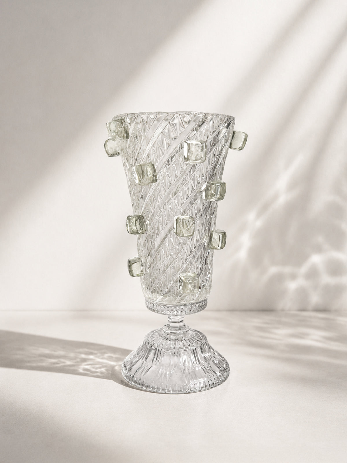 Brutalist Crystal Glass Celery Vase - 1960s by Dodo Vintage | The Oblist