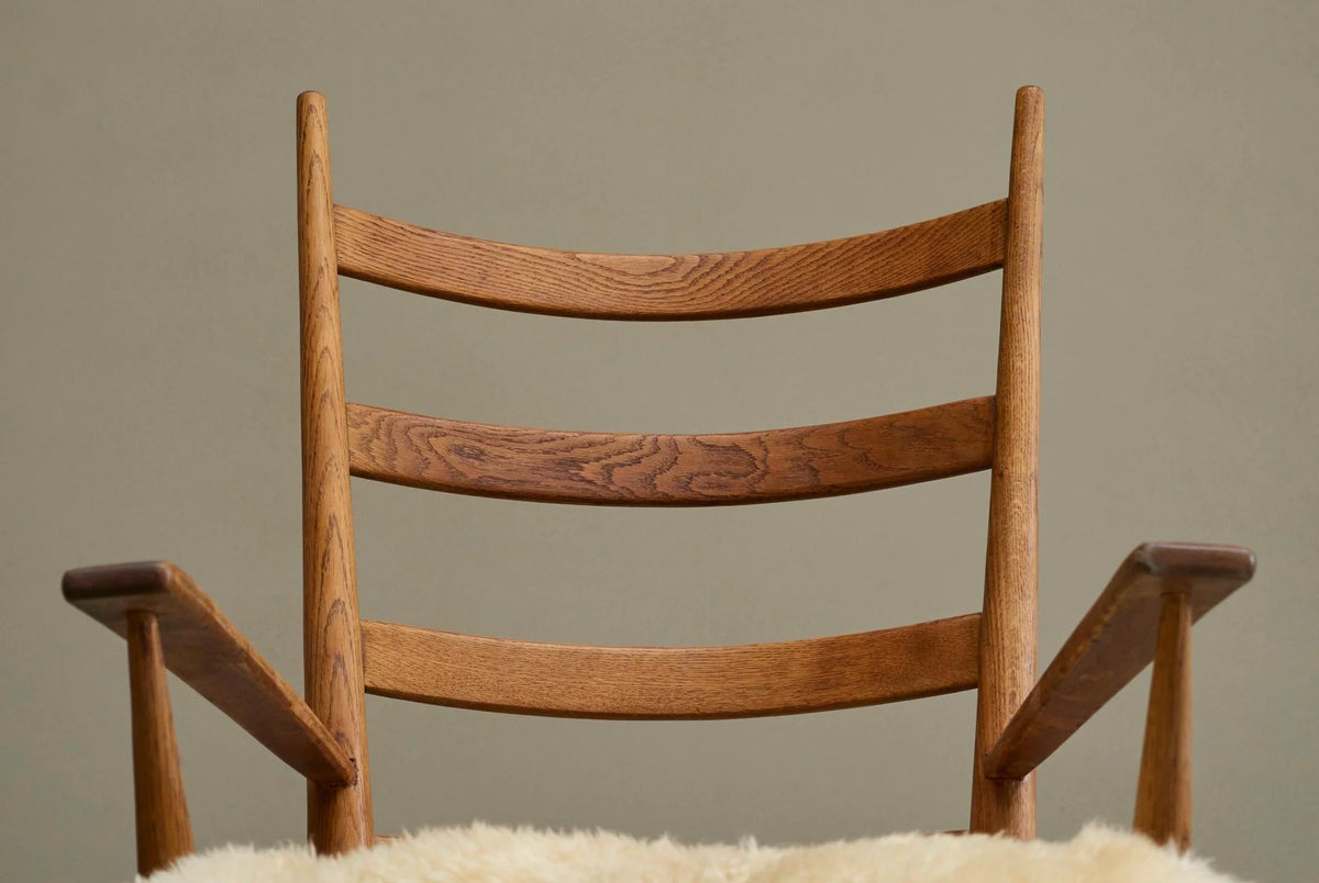 Rocking Chair in Solid Oak and Sheepskin France 1960s — view 9