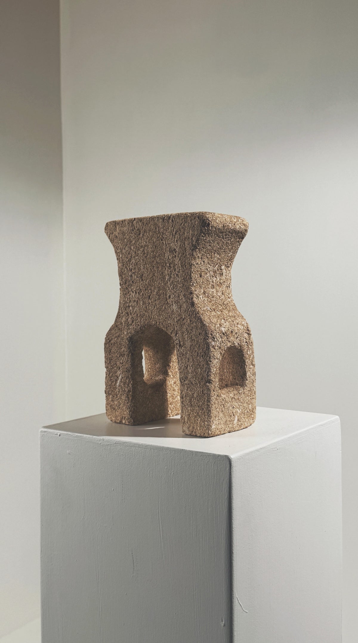Anthropomorphic stone sculpture totem detail by Albert Tormos 1970