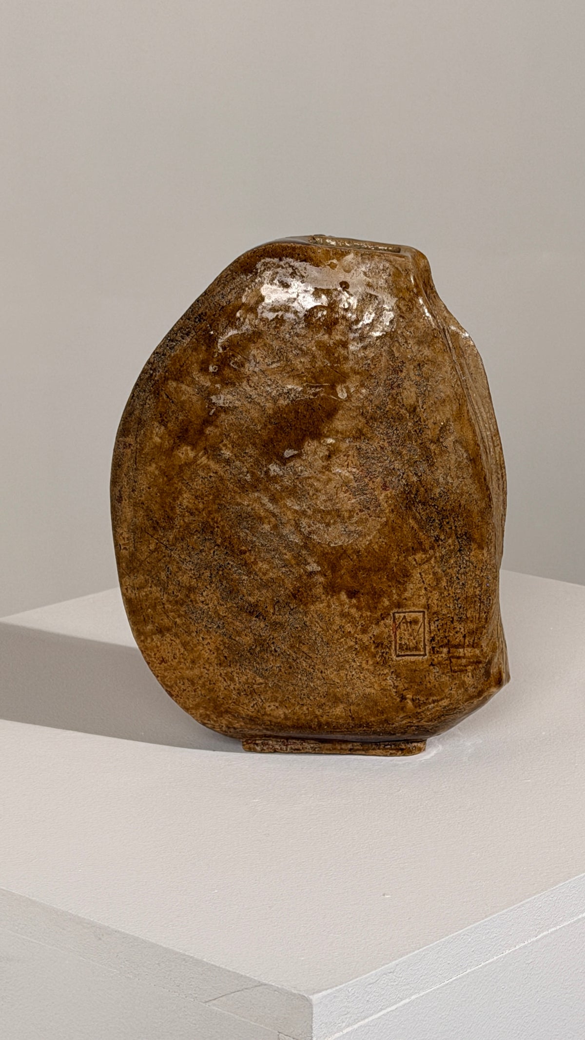 Stoneware Vase, attributed to Antoine de Vinck, Belgium, 1970 — side angle showing earthy brown glaze